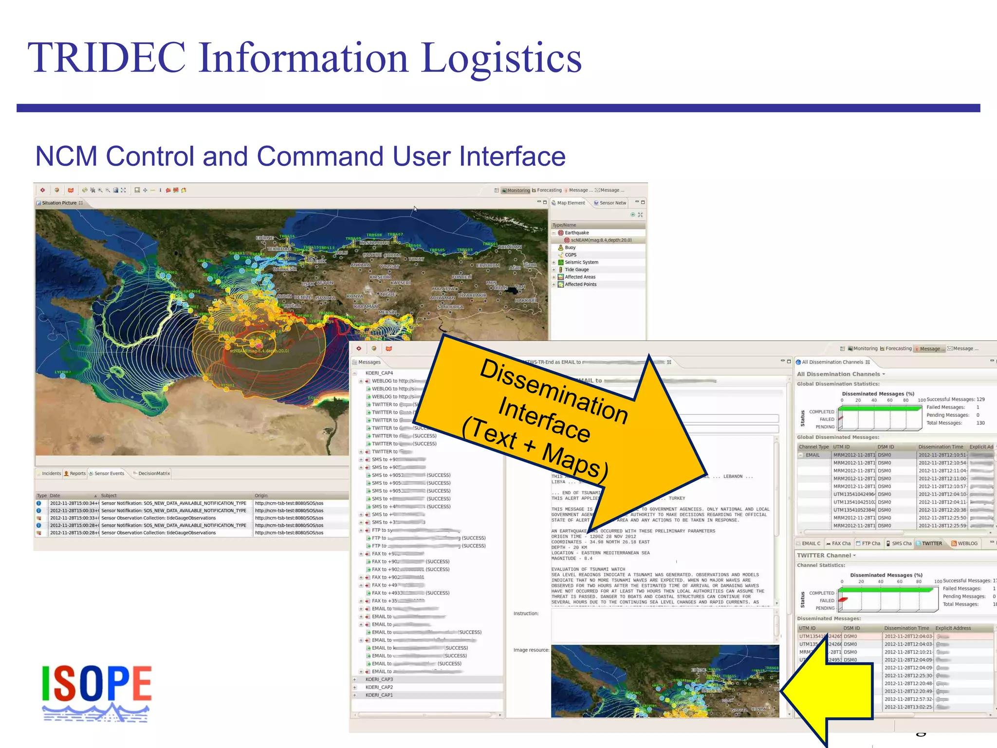 ISOPE-2013
Anchorage
TRIDEC Information Logistics
NCM Control and Command User Interface
DisseminationInterface(Text + Maps)
 