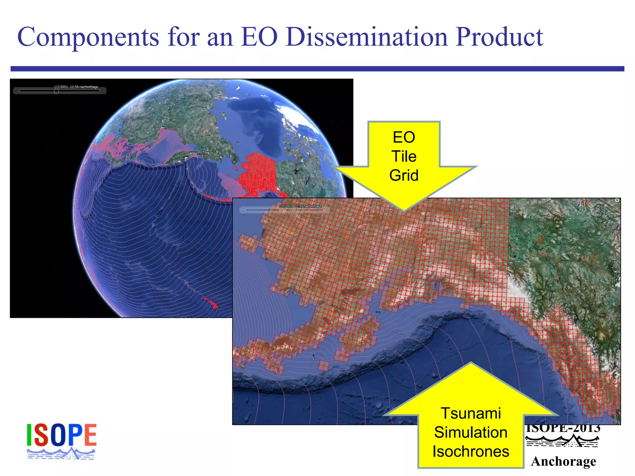 ISOPE-2013
Anchorage
Components for an EO Dissemination Product
EO
Tile
Grid
Tsunami
Simulation
Isochrones
 