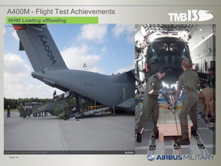 A400M - Flight Test Achievements
• NH90 Loading in Holsdorf
• EC725 Loading in Toulouse
Page 16
NH90 Loading offloading
 