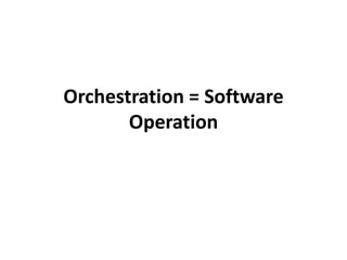 Orchestration = Software
Operation
 