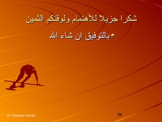 54Dr.Ossama Ismail
‫الثمين‬ ‫ولوقتكم‬ ‫للهتمام‬ ‫جزيل‬ ‫خشكرا‬‫الثمين‬ ‫ولوقتكم‬ ‫للهتمام‬ ‫جزيل‬ ‫خشكرا‬
‫ال‬ ‫خشاء‬ ‫ان‬ ‫بالتوفيق‬‫ال‬ ‫خشاء‬ ‫ان‬ ‫بالتوفيق‬
 