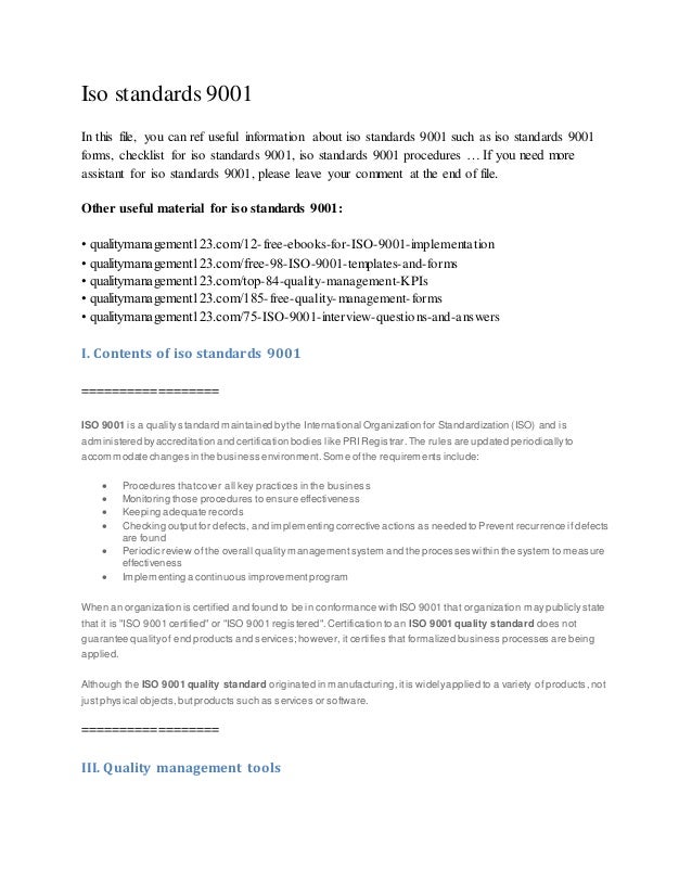 Techinical Specification Process Iso Iso 9001 Technical Specification – QYIDH
