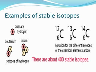 Examples of stable isotopes
 