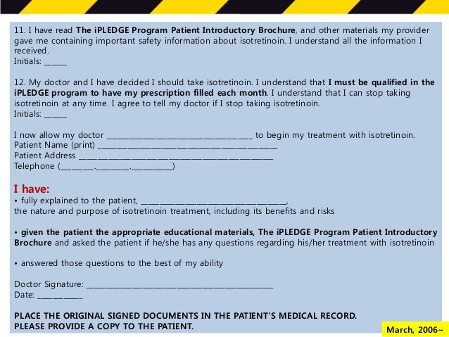 isotretinoin safety guideline ipledge consent form