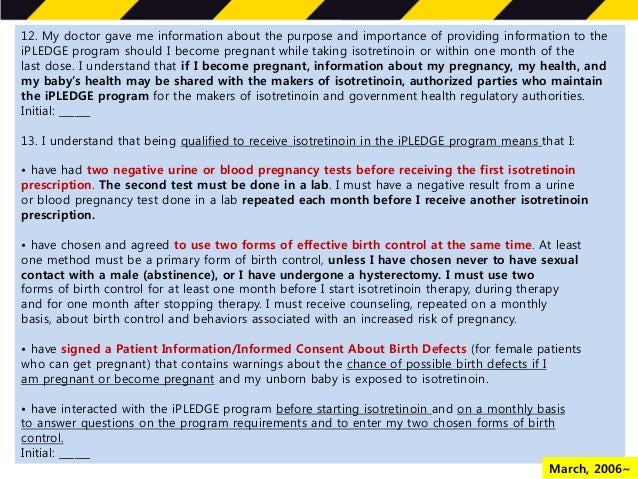 isotretinoin safety guideline ipledge consent form