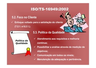 ISO TS16949 2002 Apresentação dos Requisitos