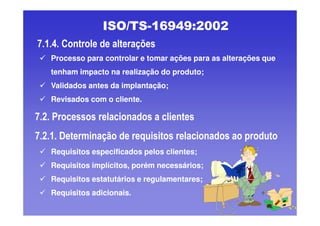 ISO TS16949 2002 Apresentação dos Requisitos
