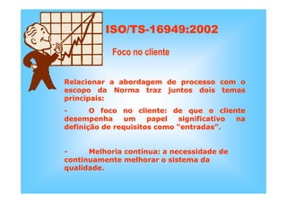ISO TS16949 2002 Apresentação dos Requisitos