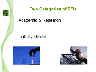 Two Categories of EFIs
Academic & Research
Liability Driven
 
