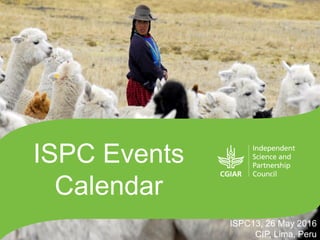 ISPC Events
Calendar
ISPC13, 26 May 2016
CIP, Lima, Peru
 