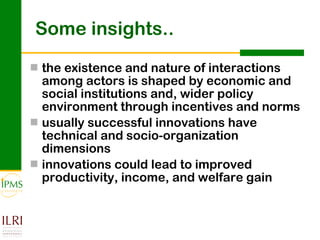 Innovation systems perspective for sustainable commercialization of smallholder agriculture