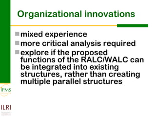 Innovation systems perspective for sustainable commercialization of smallholder agriculture