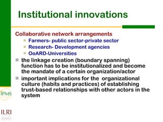 Innovation systems perspective for sustainable commercialization of smallholder agriculture