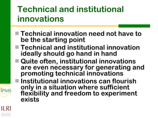 Innovation systems perspective for sustainable commercialization of smallholder agriculture