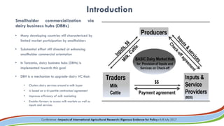 Impact of dairy business hubs on nutrition