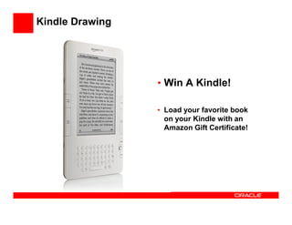 Kindle Drawing




                 • Win A Kindle!

                 • Load your favorite book
                   on your Kindle with an
                   Amazon Gift Certificate!
 
