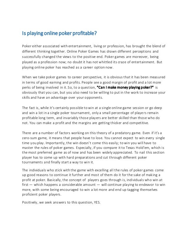Online Poker As A Living Online Poker As A Living