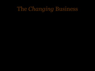 The  Changing  Business Access to  and  Information   about  money Keys to success? Pricing info and access to capital 
