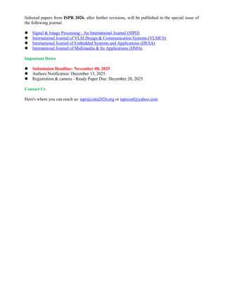 Conference Paper Image Processing 12th International Conference on Image and Signal Processing (ISPR 2026 ...