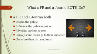 What a PR and a Journo BOTH Do?
?A PR and a Journo both
?Inform the public,
?Influence the public opinion
?Advocate various causes
?Convey some message to their audience
?Use more than two mediums
5
Ashok Kumar Sharma, D.Phil.
 