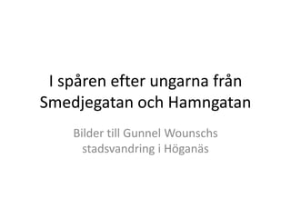 I spåren efter ungarna från Smedjegatan och Hamngatan Bilder till Gunnel Wounschs stadsvandring i Höganäs 