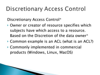 Information Security Principles - Access Control | PPT