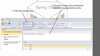 2. Pilih tipe jawabannya
3. Lalu buat soalnya dan jawabannya
pada kolom yang telah tersedia
 