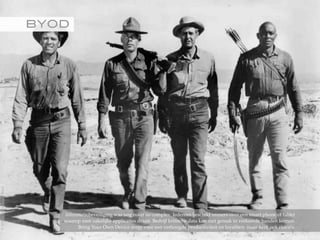 BYOD!
Informatiebeveiliging was nog nooit zo complex. Iedereen beschikt immers over een smart phone of tablet
waarop men zakelijke applicaties draait. Bedrijf kritische data kan met gemak in verkeerde handen komen.
Bring Your Own Device zorgt voor een verhoogde productiviteit en loyaliteit, maar kent ook risico's.
©2015RobèrvandenBrink
 