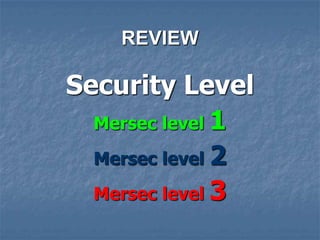REVIEW
Security Level
Mersec level 1
Mersec level 2
Mersec level 3
 