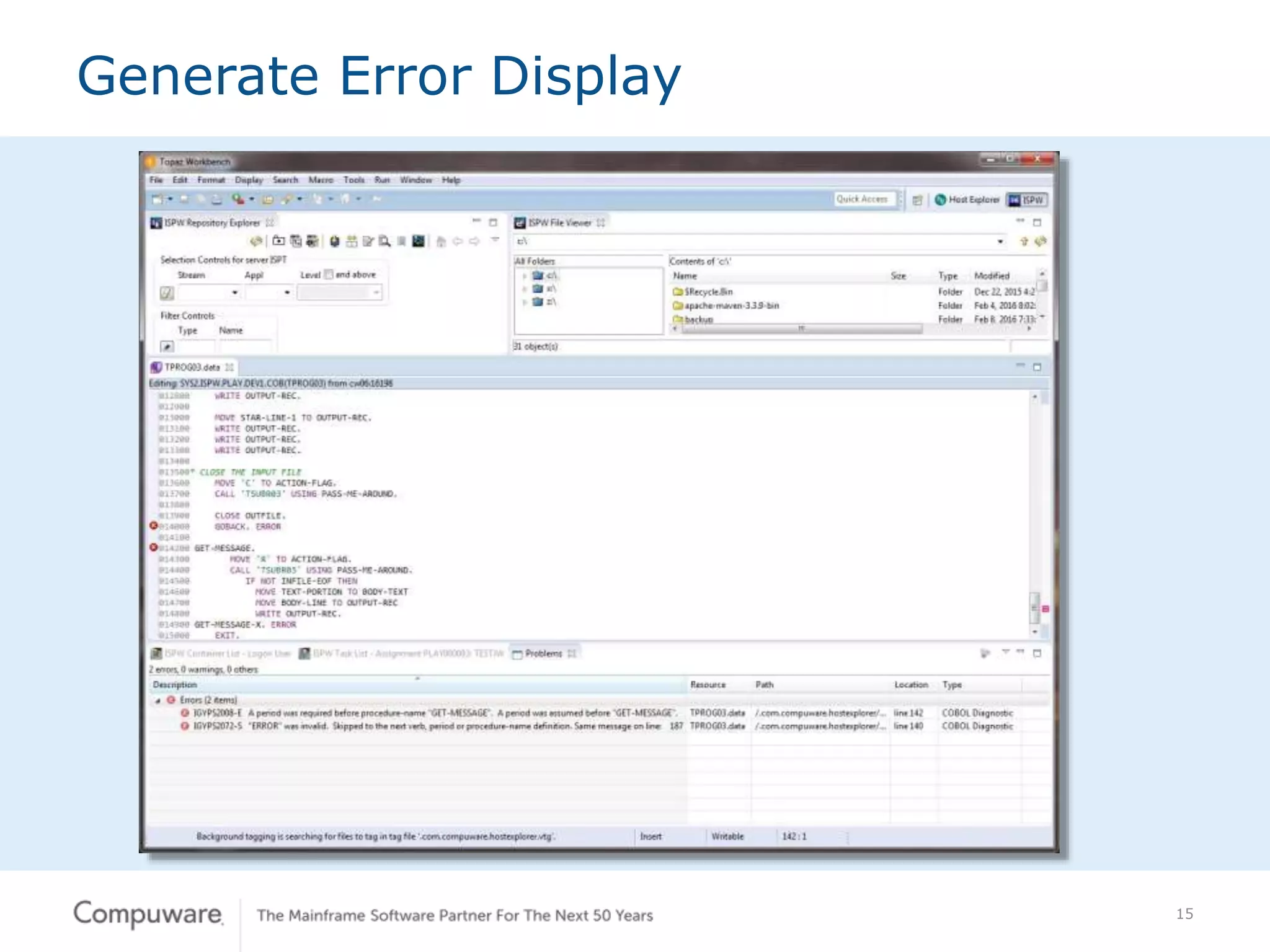 15
Generate Error Display
 