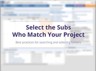 iSqFt Best Practices: Selecting Bidders