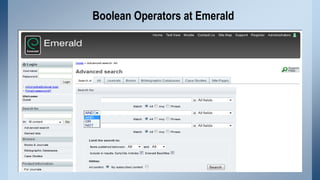 Boolean Operators at Emerald

 