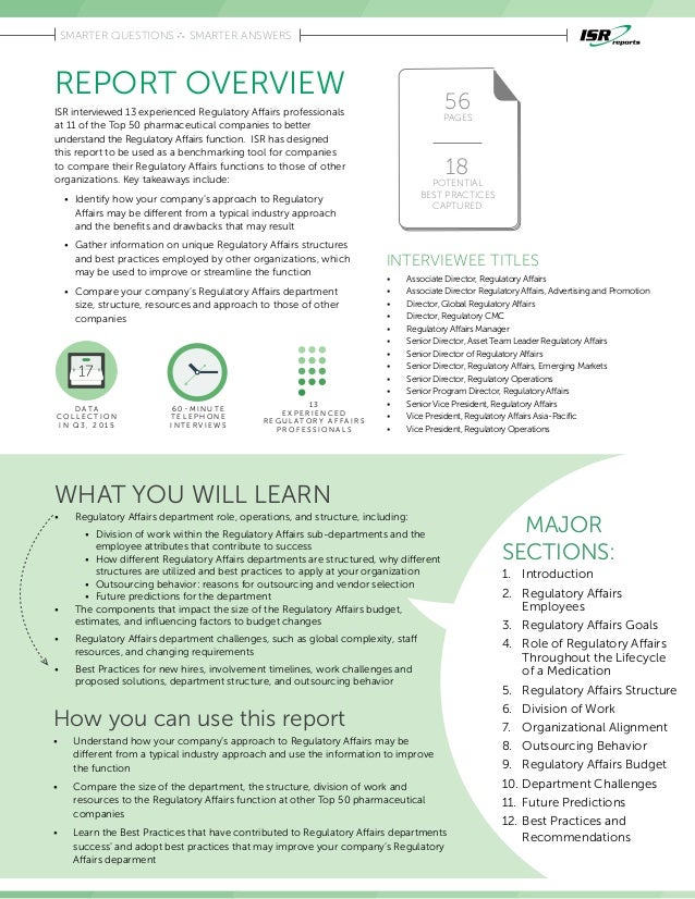 Regulatory Affairs Department Models and Structures