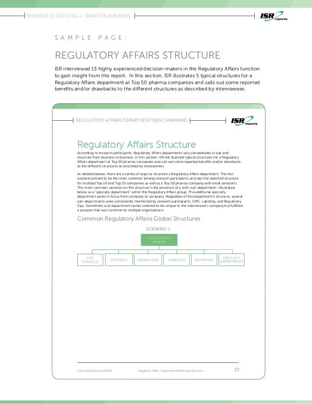Regulatory Affairs Department Models and Structures