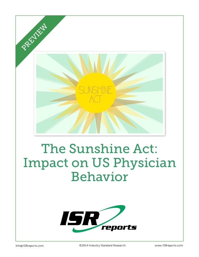 The Sunshine Act Impact on US Physician Behavior
