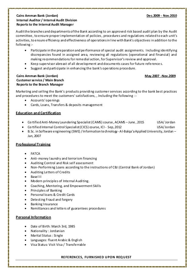 internal auditor resumes