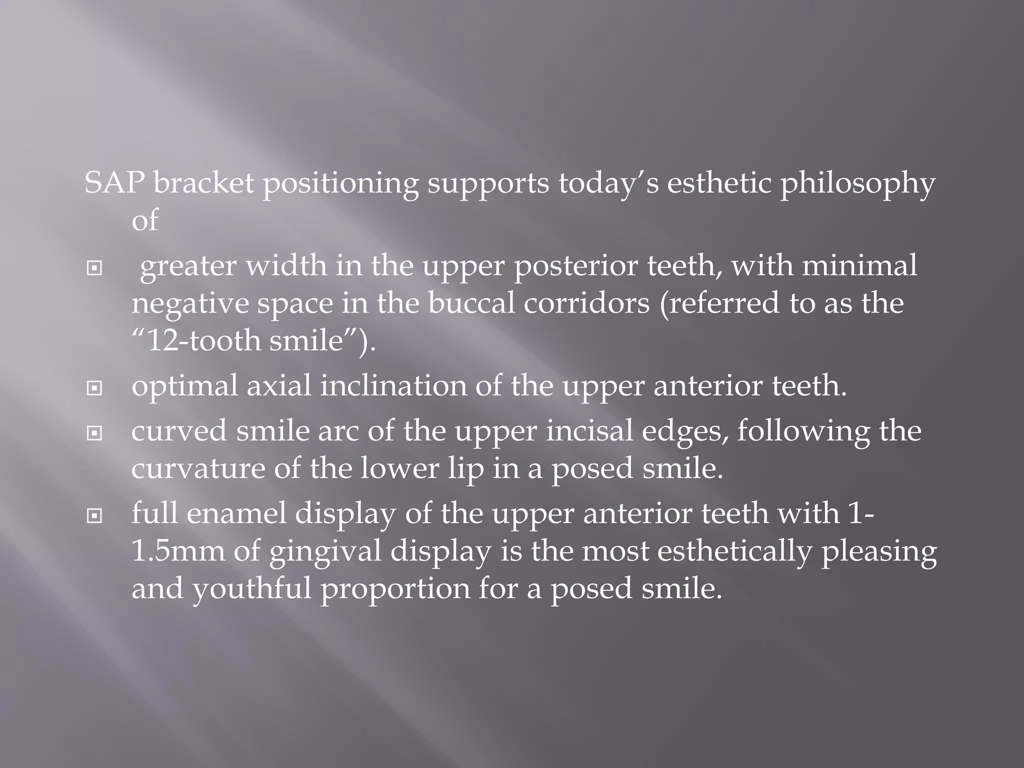 bracket positioning for smile arc protection | PPTX