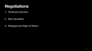 Negotiations
1. Territorial Concerns
2. East Jerusalem
3. Refugees and Right of Return
121
 