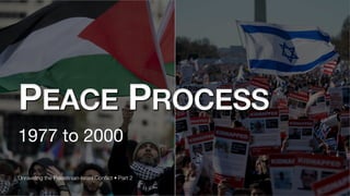 PEACE PROCESS
Unraveling the Palestinian-Israel Con
fl
ict • Part 2
1977 to 2000
 