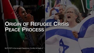 ORIGIN OF REFUGEE CRISIS
PEACE PROCESS
MJTI PEP • the Israeli-Palestinian Con
fl
ict • Week 2
 