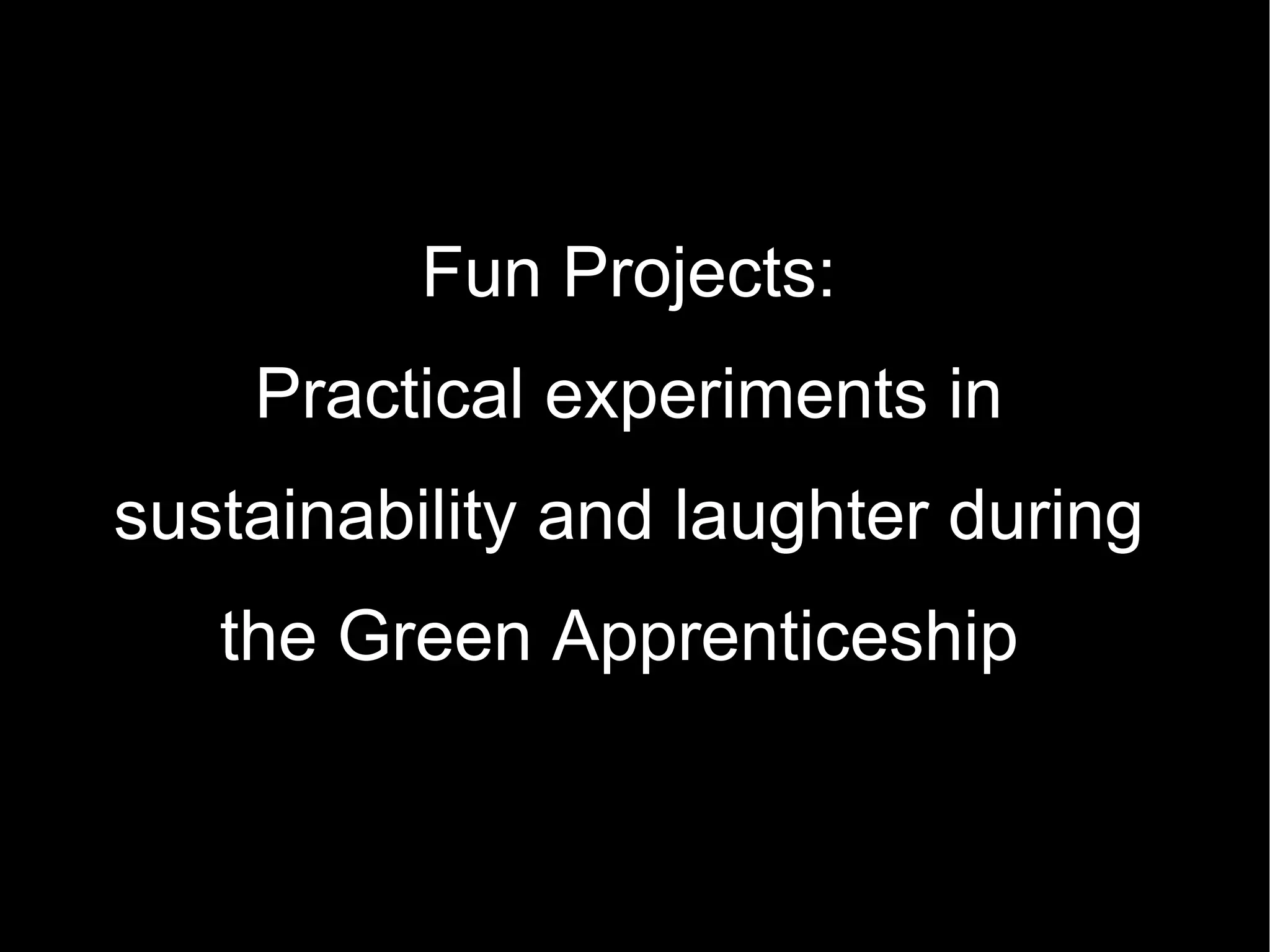 Fun Projects: Practical experiments in sustainability and laughter during the Green Apprenticeship  