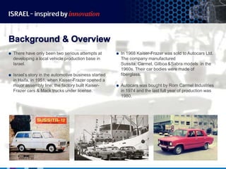 Israel Automakers Israel automotive industry | PPTX