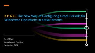 KIP-633: The New Way of Configuring Grace Periods for
Windowed Operations in Kafka Streams
Israel Ekpo
Kafka Summit Americas
September 2021
 