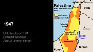 1947
UN Resolution 181
Created separate
Arab & Jewish States
74
 
