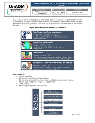 Curso Propedéutico para el Aprendizaje Autogestivo en un Ambiente
Virtual
Etapa 4: Eje 1 Nomenclatura Actividad
AVA y Herr...