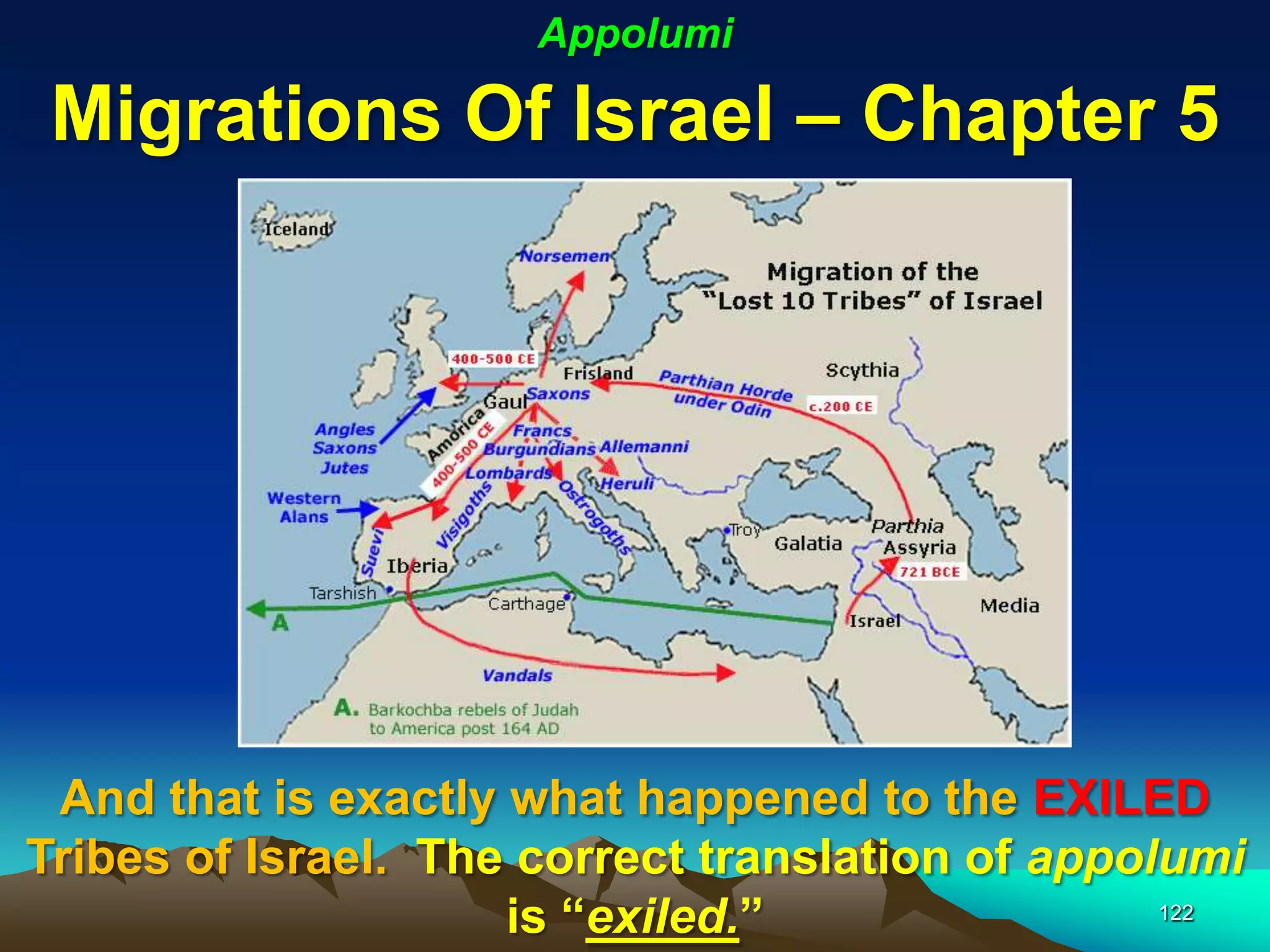 Appolumi

 Migrations Of Israel – Chapter 5




 And that is exactly what happened to the EXILED
Tribes of Israel. The correct translation of appolumi
                     is “exiled.”                 122
 