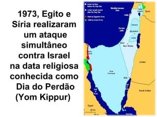 1973, Egito e Síria realizaram um ataque simultâneo contra Israel na data religiosa conhecida como Dia do Perdão (Yom Kippur)  