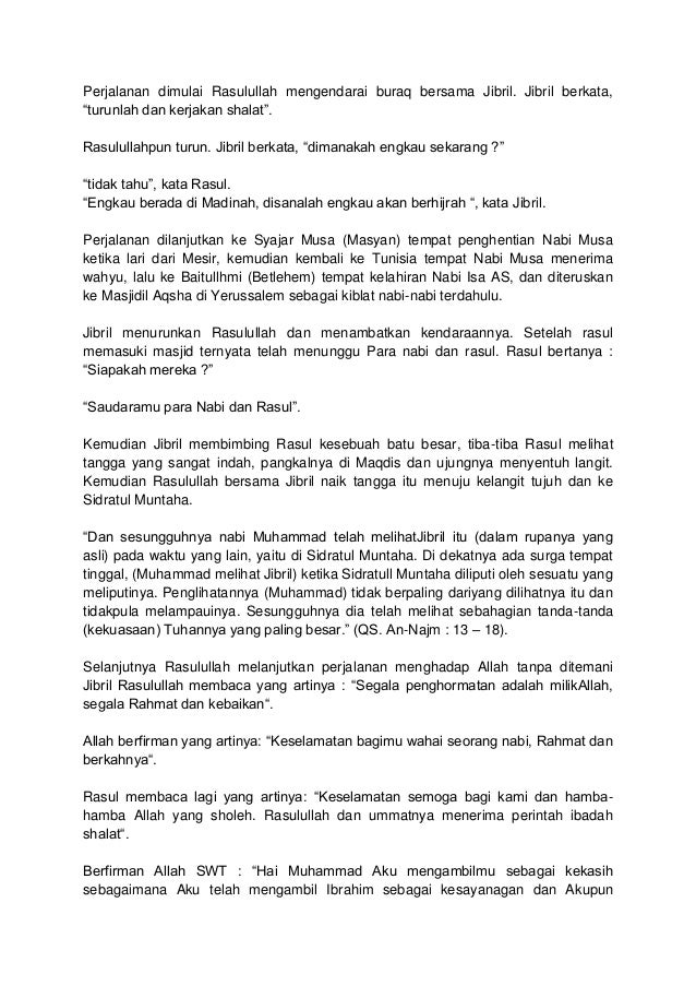 Teks Mc Isra Mi Raj Bahasa Sunda TEMPAT BELAJAR