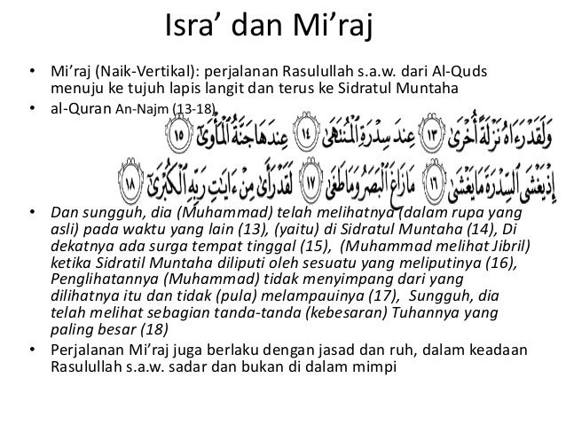 Teks Hadis Tentang Isra Dan Mikraj