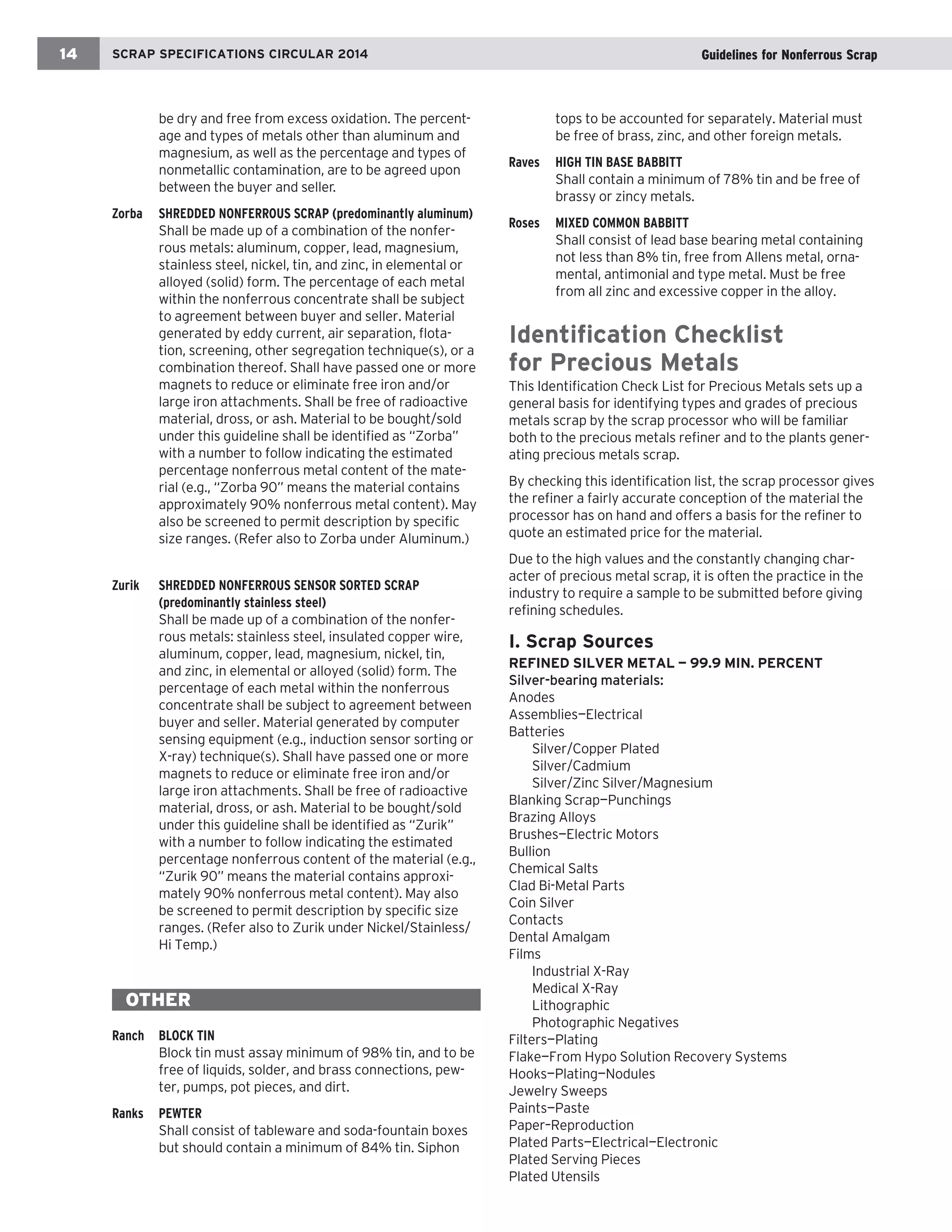 Scrap Checklist Isri scrap circular | PDF